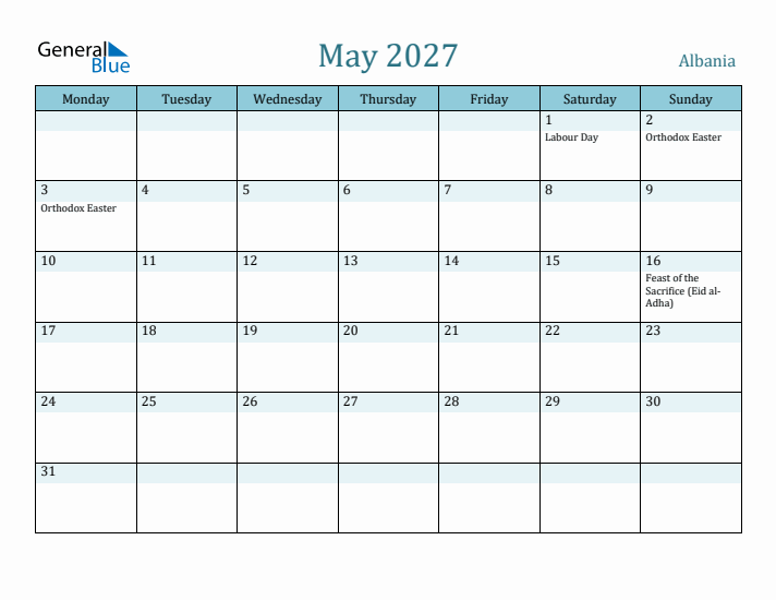 May 2027 Calendar with Holidays