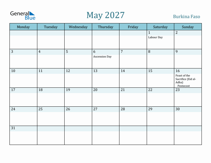 May 2027 Calendar with Holidays