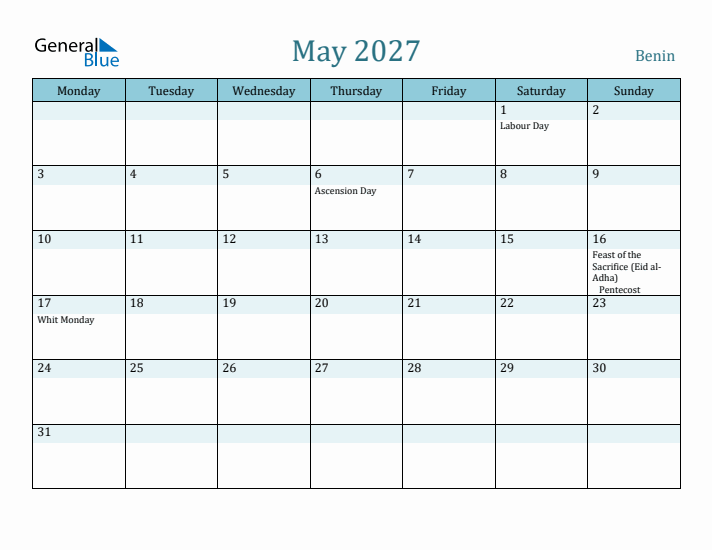 May 2027 Calendar with Holidays