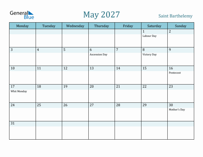 May 2027 Calendar with Holidays