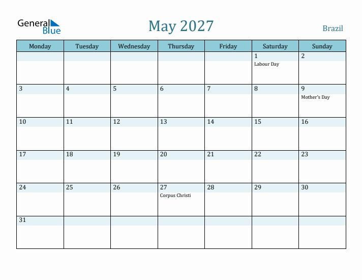 May 2027 Calendar with Holidays