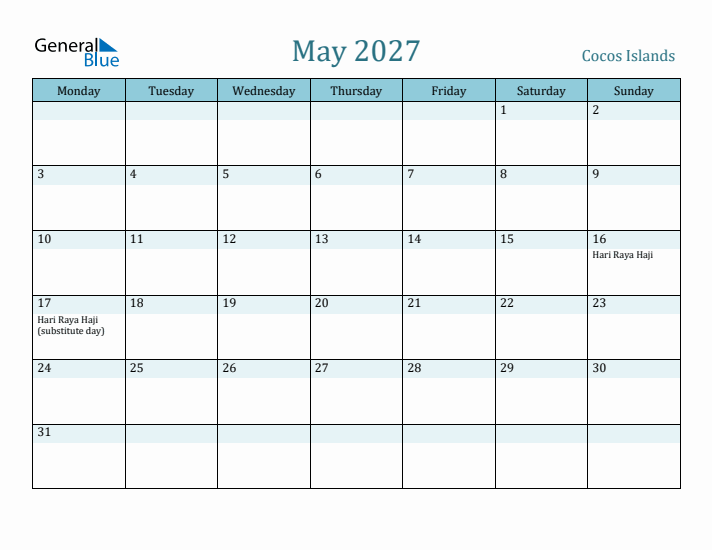 May 2027 Calendar with Holidays