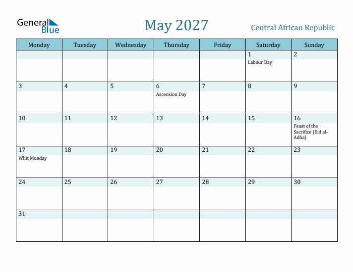 May 2027 Calendar with Holidays