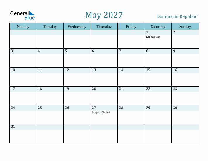 May 2027 Calendar with Holidays