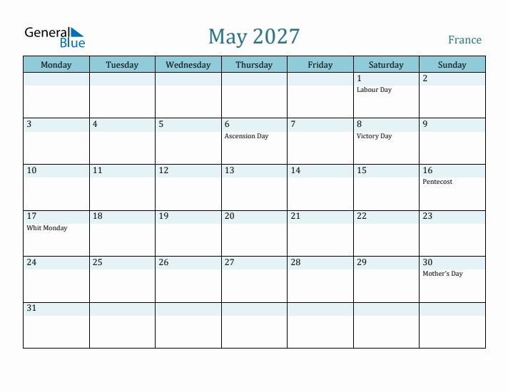 May 2027 Calendar with Holidays