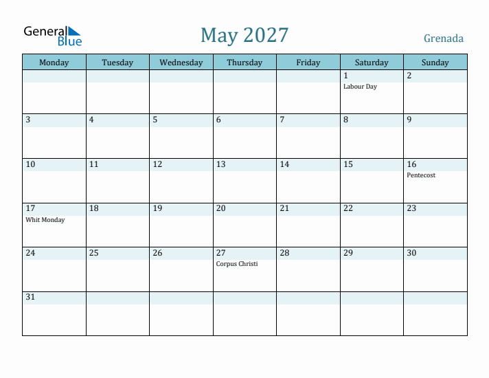 May 2027 Calendar with Holidays