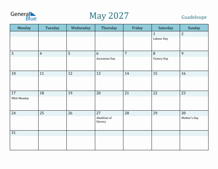 May 2027 Calendar with Holidays