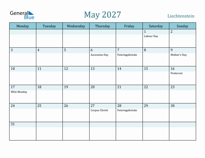 May 2027 Calendar with Holidays