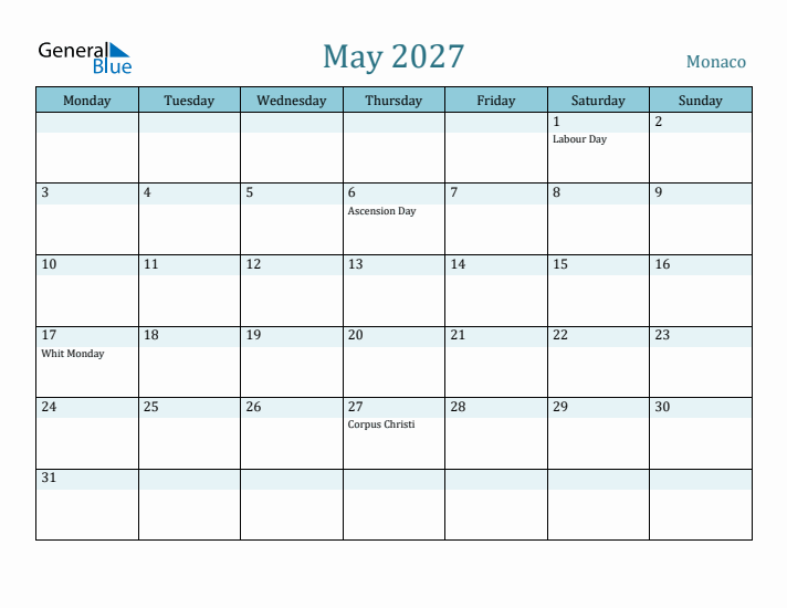 May 2027 Calendar with Holidays