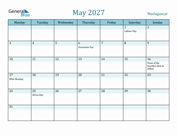 May 2027 Calendar with Holidays