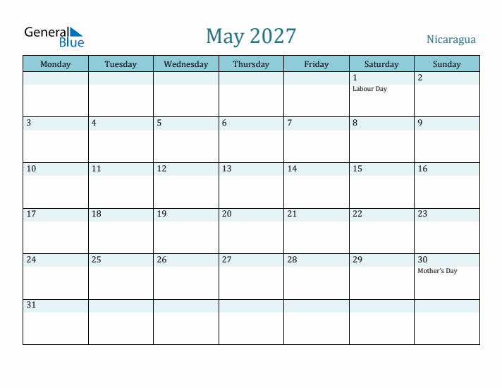 May 2027 Calendar with Holidays