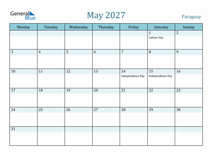 May 2027 Calendar with Holidays