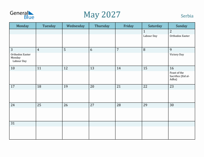 May 2027 Calendar with Holidays