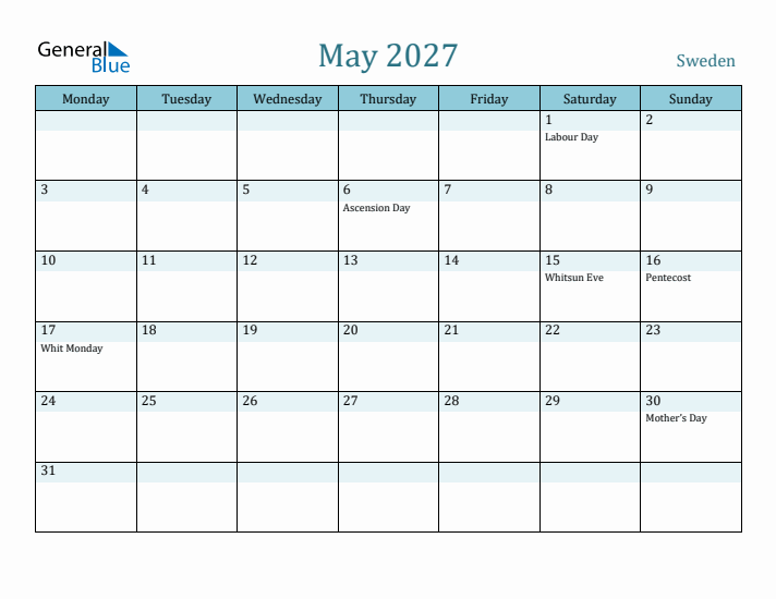 May 2027 Calendar with Holidays