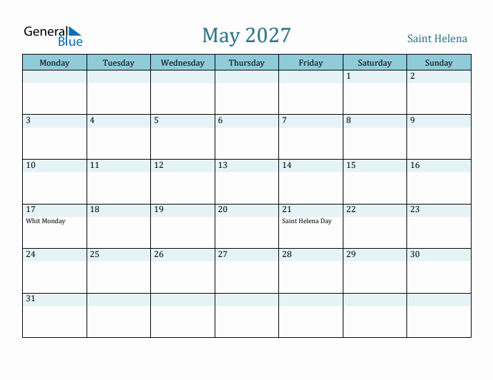 May 2027 Calendar with Holidays