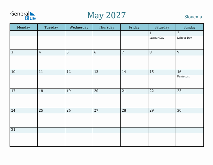 May 2027 Calendar with Holidays