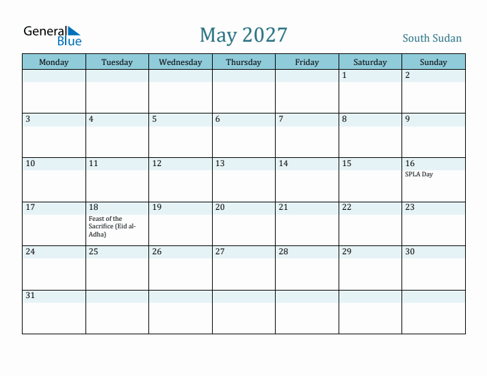 May 2027 Calendar with Holidays