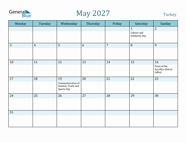 May 2027 Calendar with Holidays