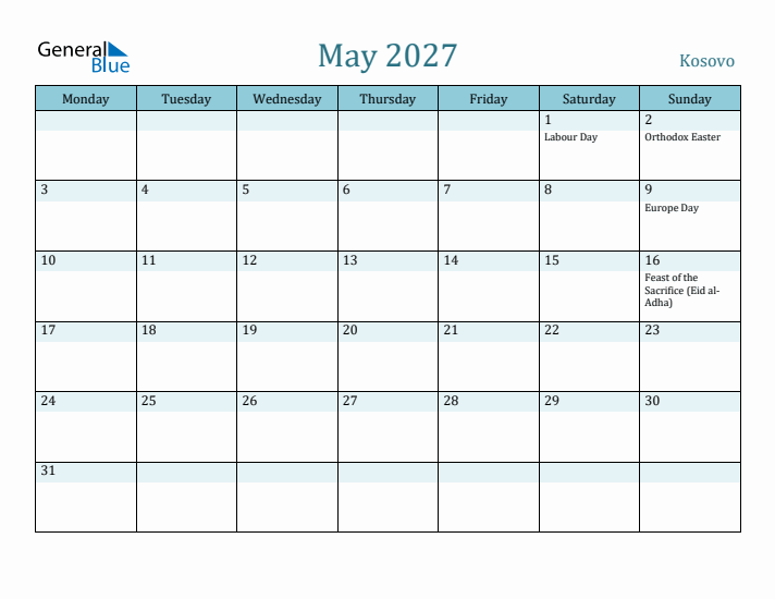 May 2027 Calendar with Holidays