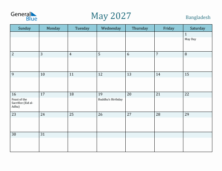 May 2027 Calendar with Holidays