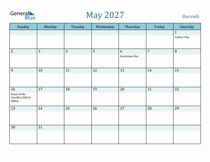 May 2027 Calendar with Holidays