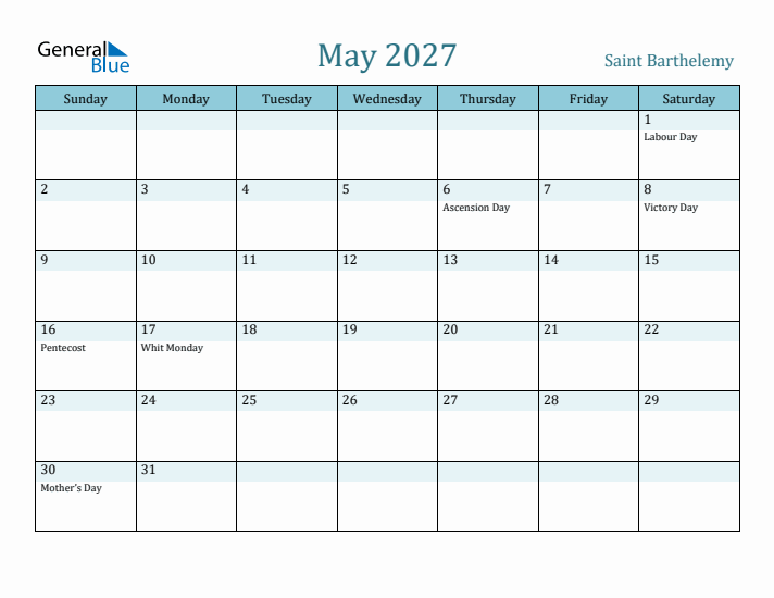 May 2027 Calendar with Holidays