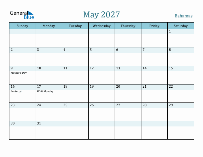 May 2027 Calendar with Holidays