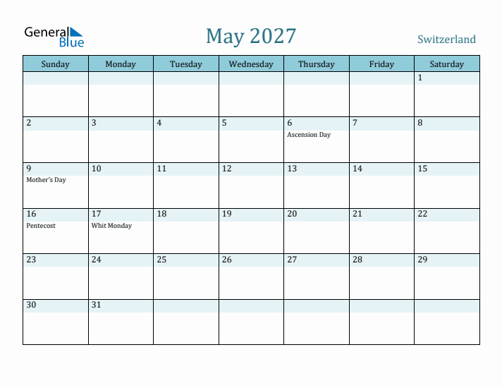 May 2027 Calendar with Holidays