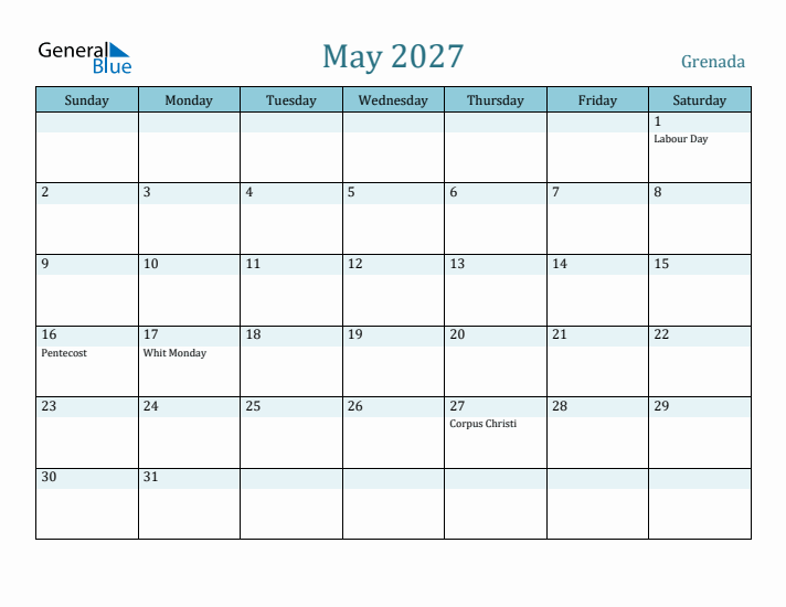 May 2027 Calendar with Holidays