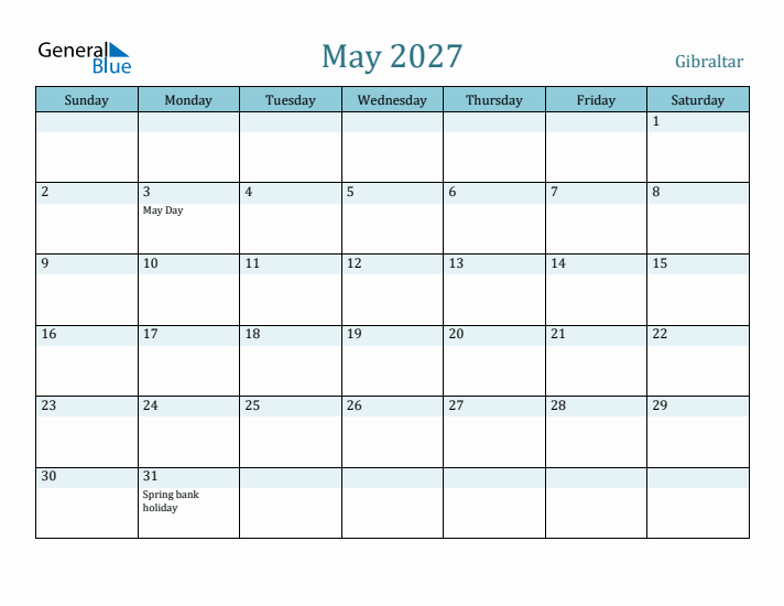 May 2027 Calendar with Holidays