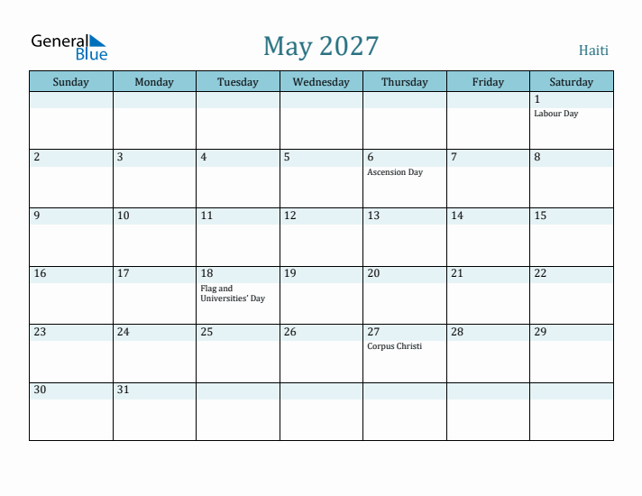 May 2027 Calendar with Holidays