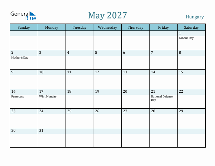 May 2027 Calendar with Holidays