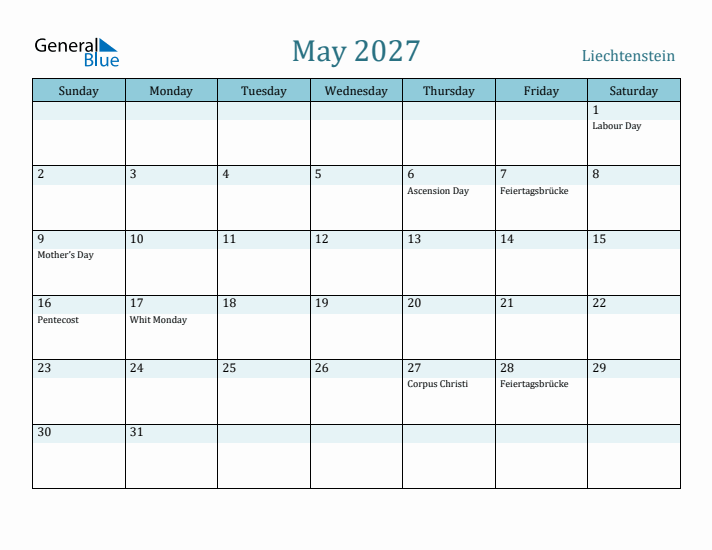 May 2027 Calendar with Holidays