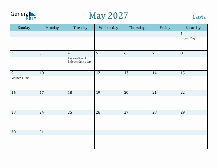 May 2027 Calendar with Holidays