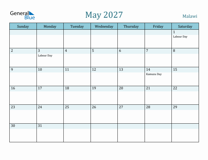 May 2027 Calendar with Holidays