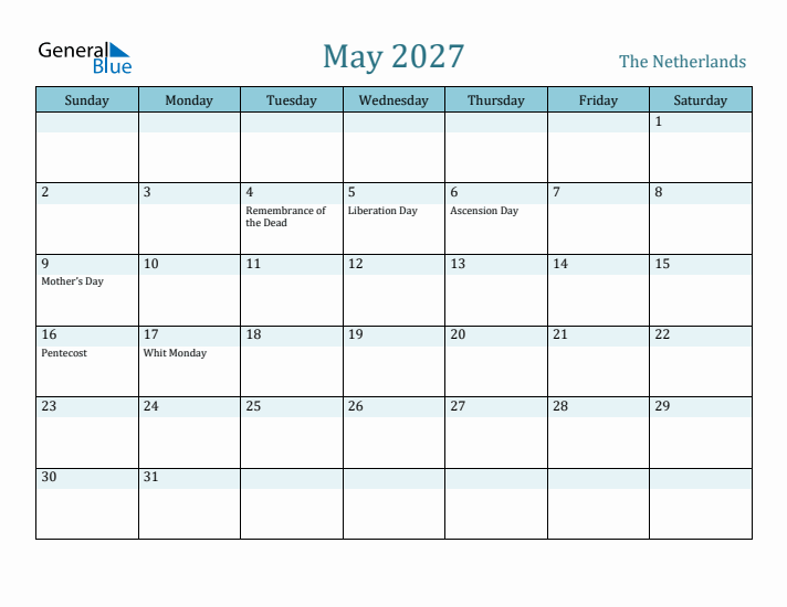 May 2027 Calendar with Holidays