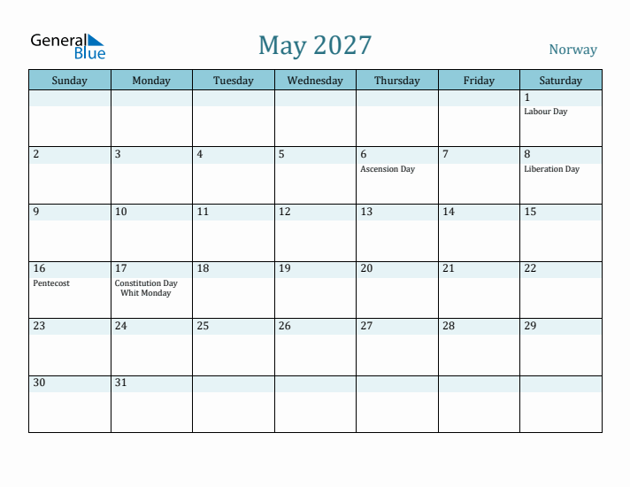 May 2027 Calendar with Holidays