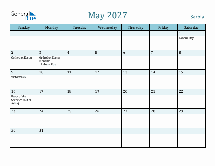 May 2027 Calendar with Holidays