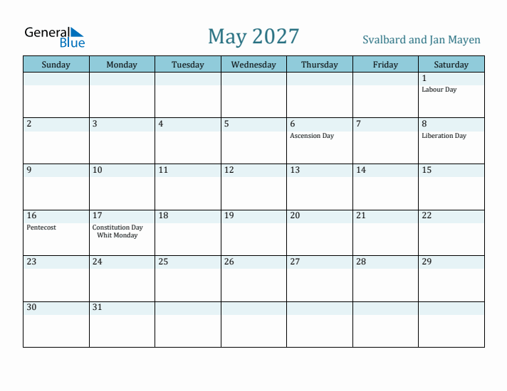 May 2027 Calendar with Holidays