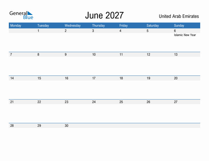 Fillable June 2027 Calendar