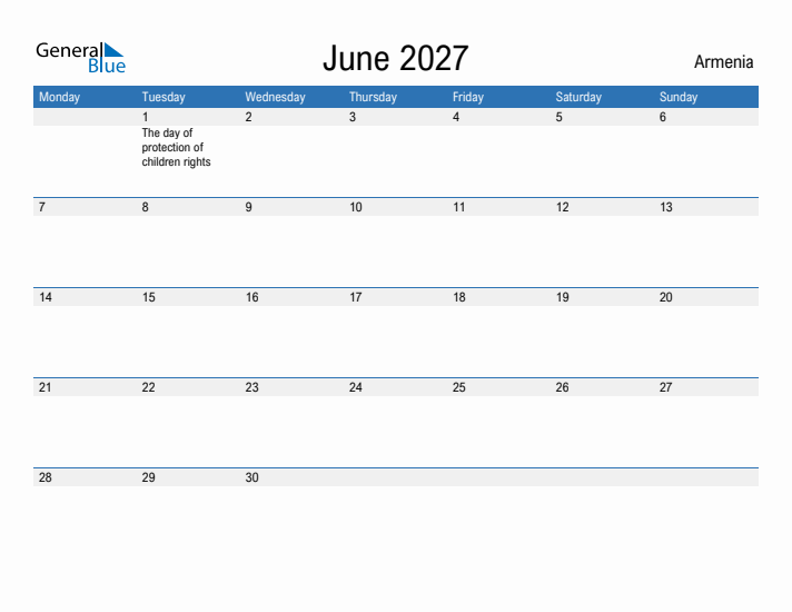 Fillable June 2027 Calendar