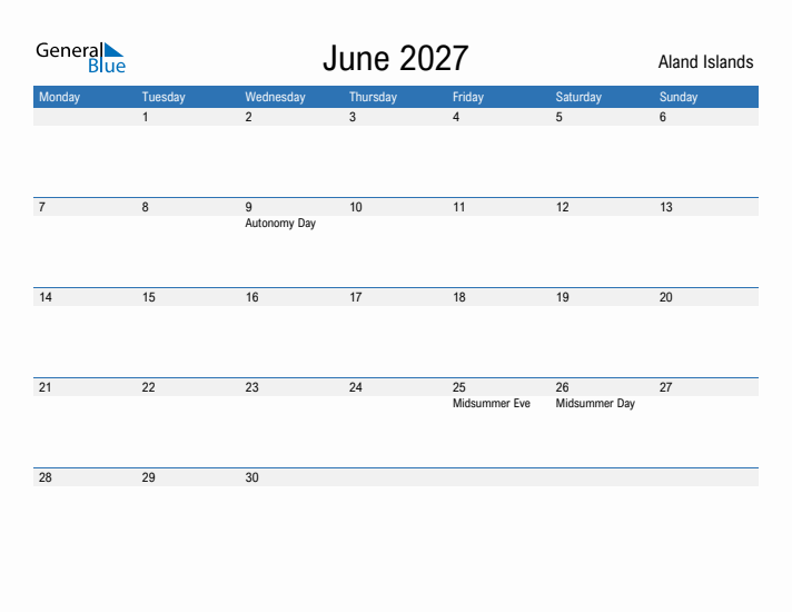 Fillable June 2027 Calendar