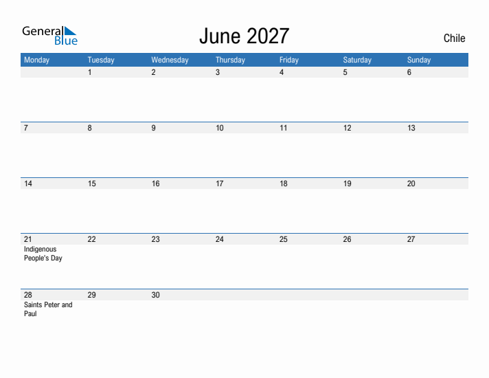 Fillable June 2027 Calendar