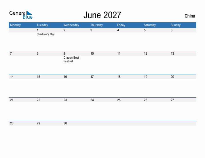 Fillable June 2027 Calendar