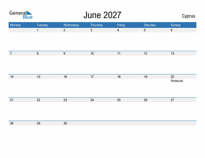 Fillable June 2027 Calendar