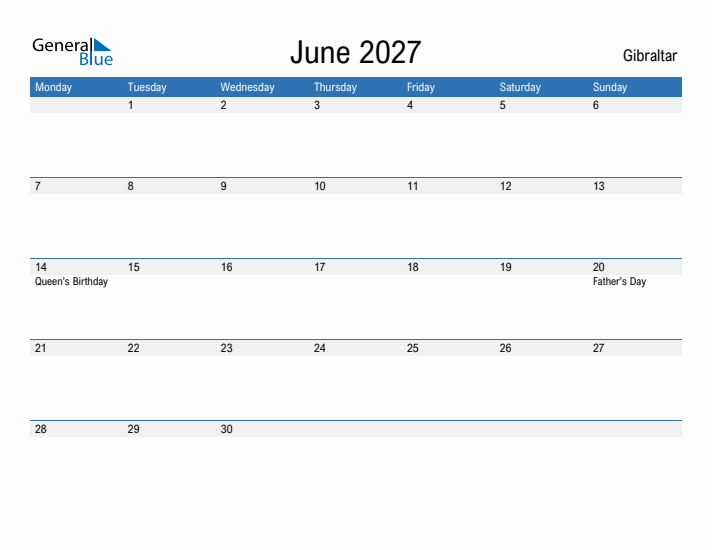 Fillable June 2027 Calendar