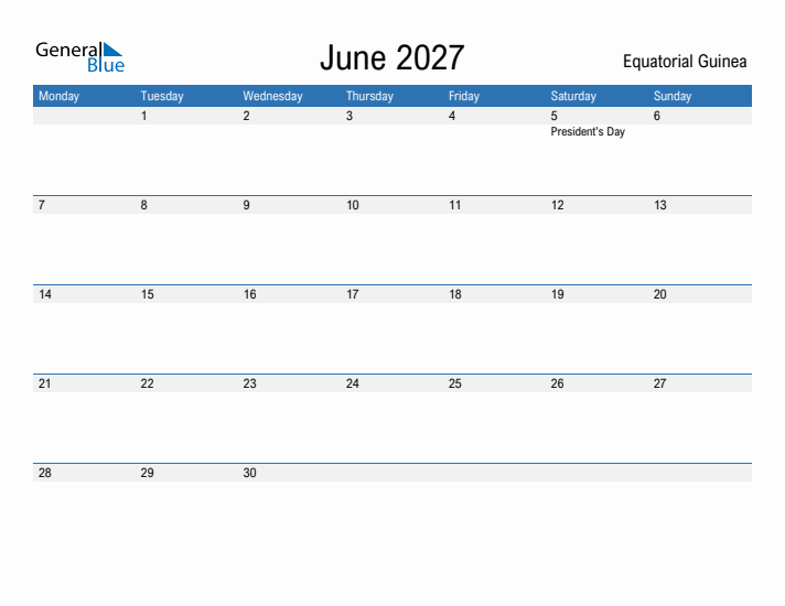 Fillable June 2027 Calendar