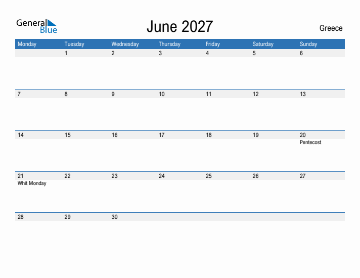 Fillable June 2027 Calendar