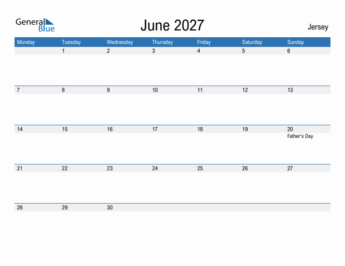 Fillable June 2027 Calendar