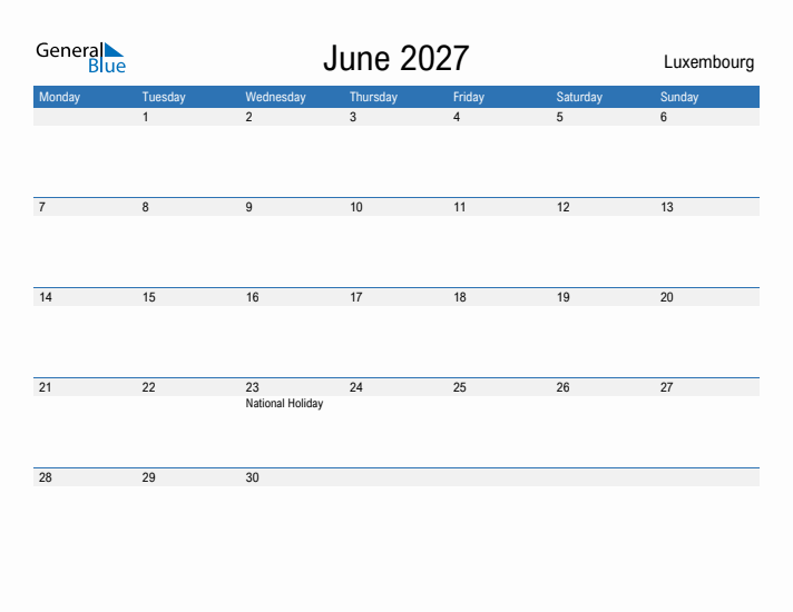 Fillable June 2027 Calendar